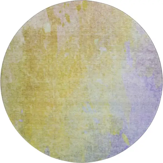 8' Wheat And Purple Abstract Washable Round Rug With UV Protection Photo 1