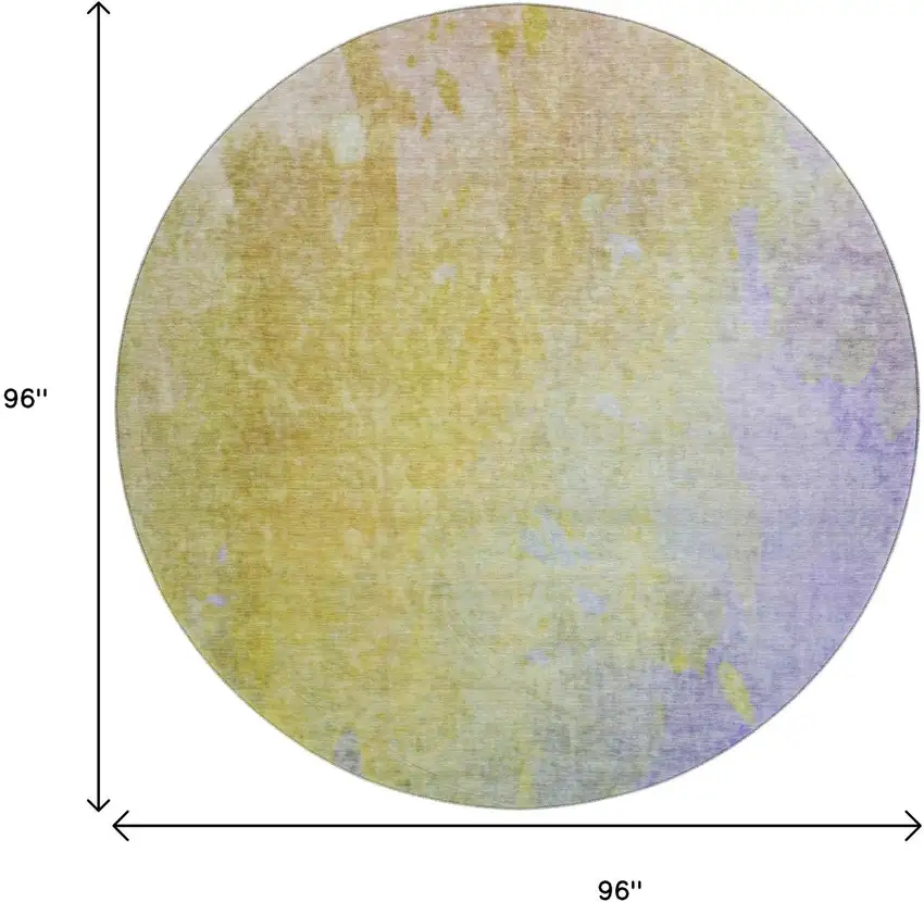 8' Wheat And Purple Abstract Washable Round Rug With UV Protection Photo 8