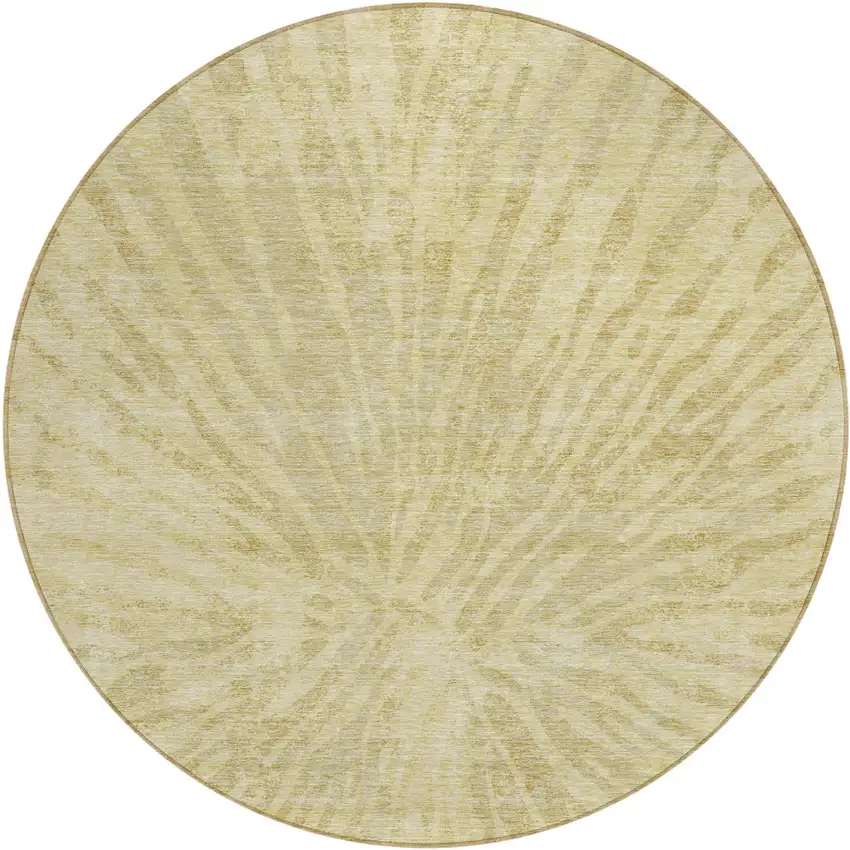 8' Wheat Beige And Tan Round Abstract Washable Indoor Outdoor Area Rug Photo 2