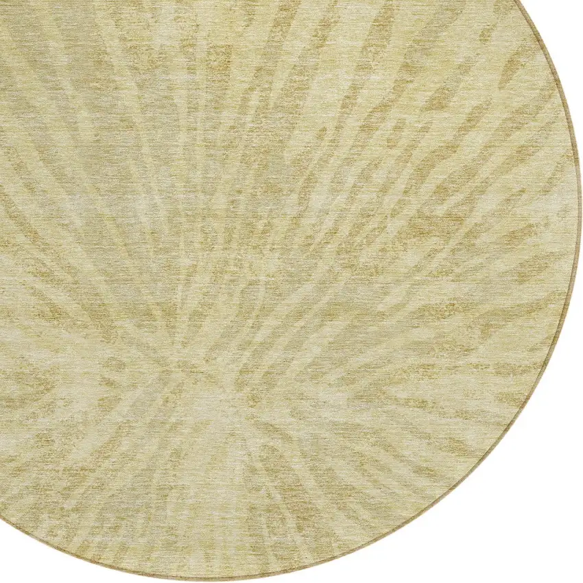 8' Wheat Beige And Tan Round Abstract Washable Indoor Outdoor Area Rug Photo 4