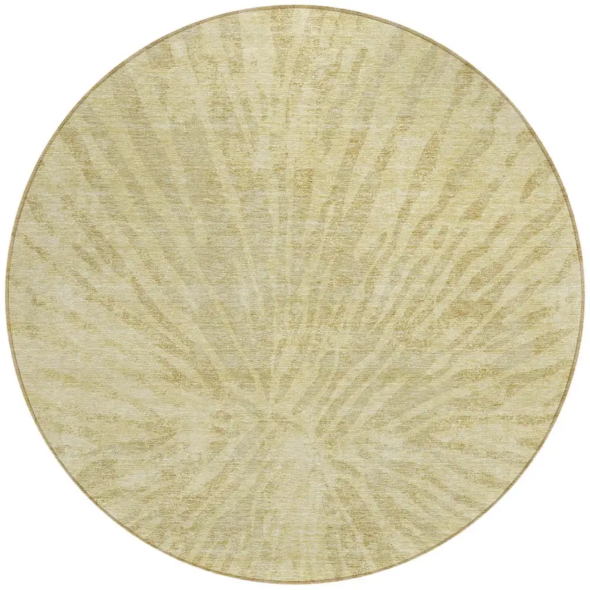 8' Wheat Beige And Tan Round Abstract Washable Indoor Outdoor Area Rug Photo 5