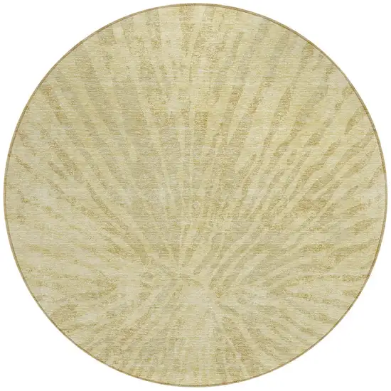 8' Wheat Beige And Tan Round Abstract Washable Indoor Outdoor Area Rug Photo 5