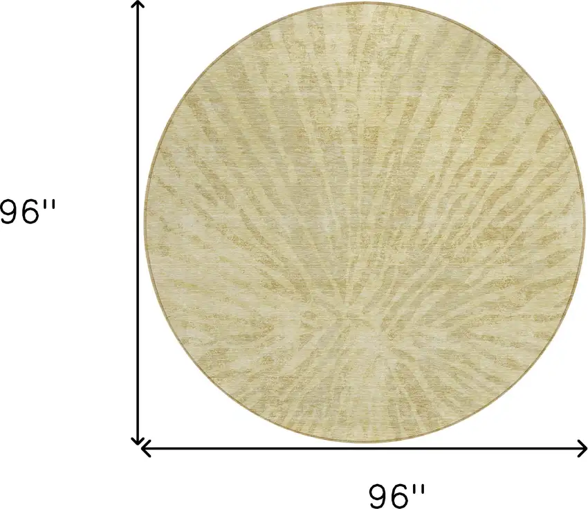 8' Wheat Beige And Tan Round Abstract Washable Indoor Outdoor Area Rug Photo 3