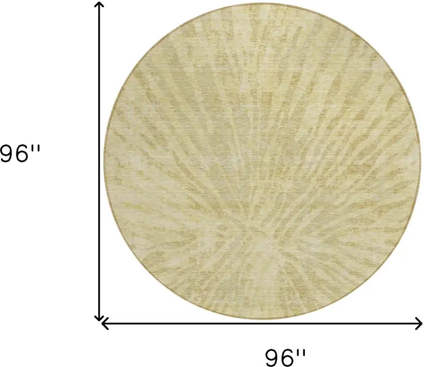 8' Wheat Beige And Tan Round Abstract Washable Indoor Outdoor Area Rug Photo 3
