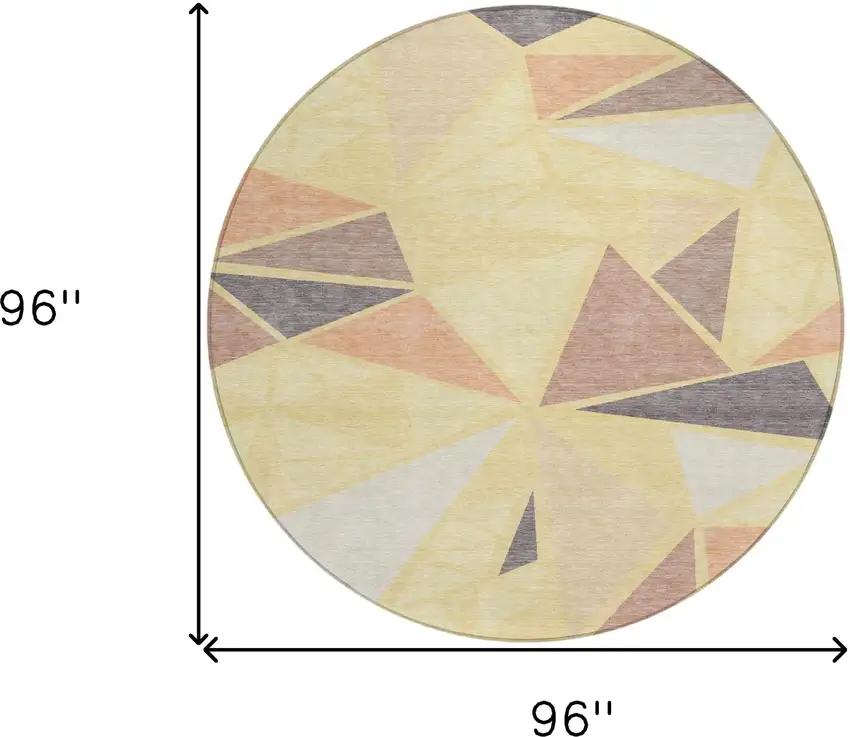 8' Wheat Brown And Gray Round Geometric Washable Indoor Outdoor Area Rug Photo 3