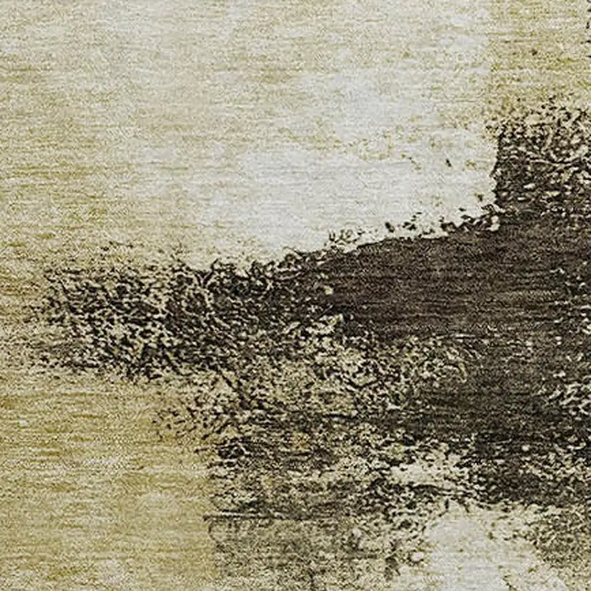 8' Wheat Charcoal And Ivory Abstract Washable Round Rug With UV Protection Photo 3