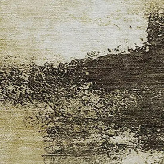 8' Wheat Charcoal And Ivory Abstract Washable Round Rug With UV Protection Photo 2