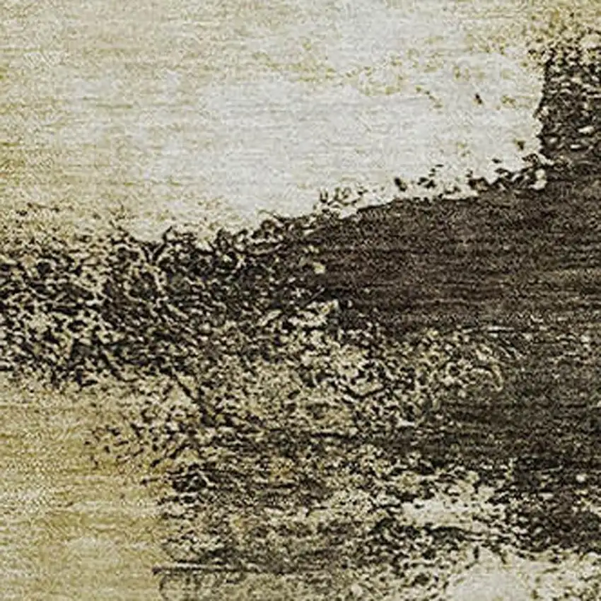 8' Wheat Charcoal And Ivory Abstract Washable Round Rug With UV Protection Photo 2