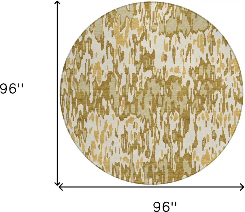 8' Wheat Gold And Beige Round Striped Washable Indoor Outdoor Area Rug Photo 3
