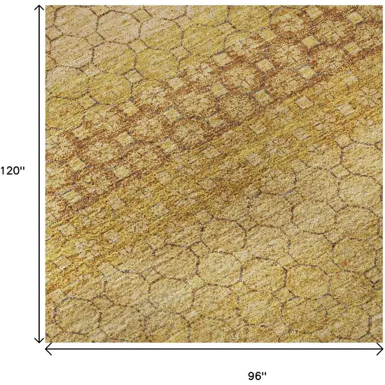 8' Wheat Gold And Beige Striped Washable Area Rug With UV Protection Photo 9