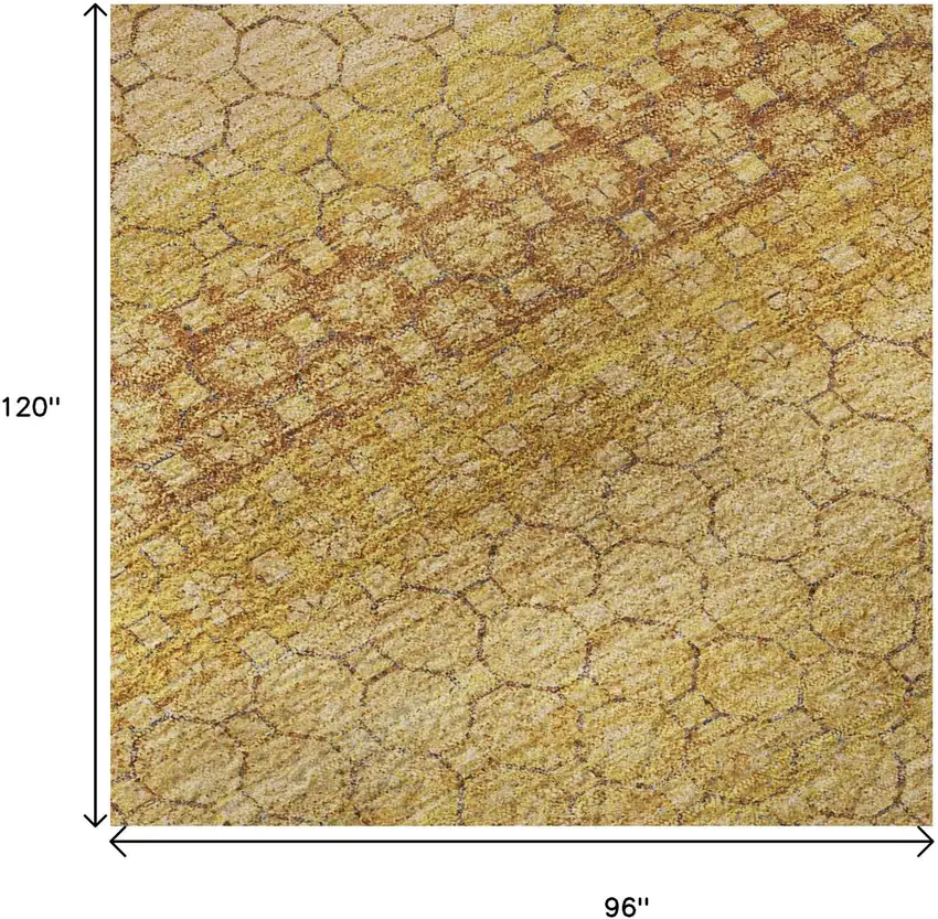 8' Wheat Gold And Beige Striped Washable Area Rug With UV Protection Photo 9