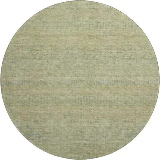 8' Wheat Gold And Green Striped Washable Round Rug With UV Protection Photo 1