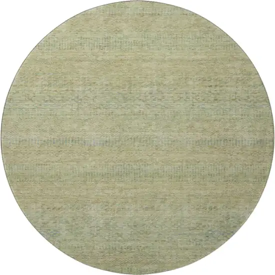 8' Wheat Gold And Green Striped Washable Round Rug With UV Protection Photo 2