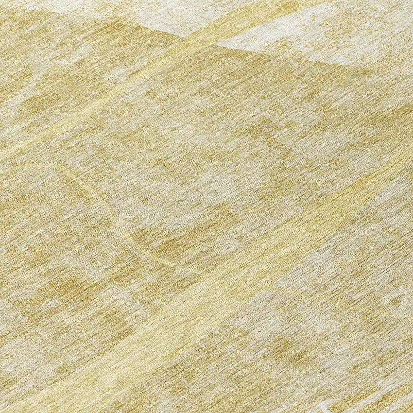 8' Wheat Gold And Ivory Round Abstract Washable Indoor Outdoor Area Rug Photo 8