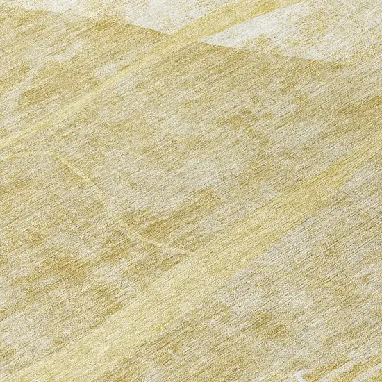 8' Wheat Gold And Ivory Round Abstract Washable Indoor Outdoor Area Rug Photo 8