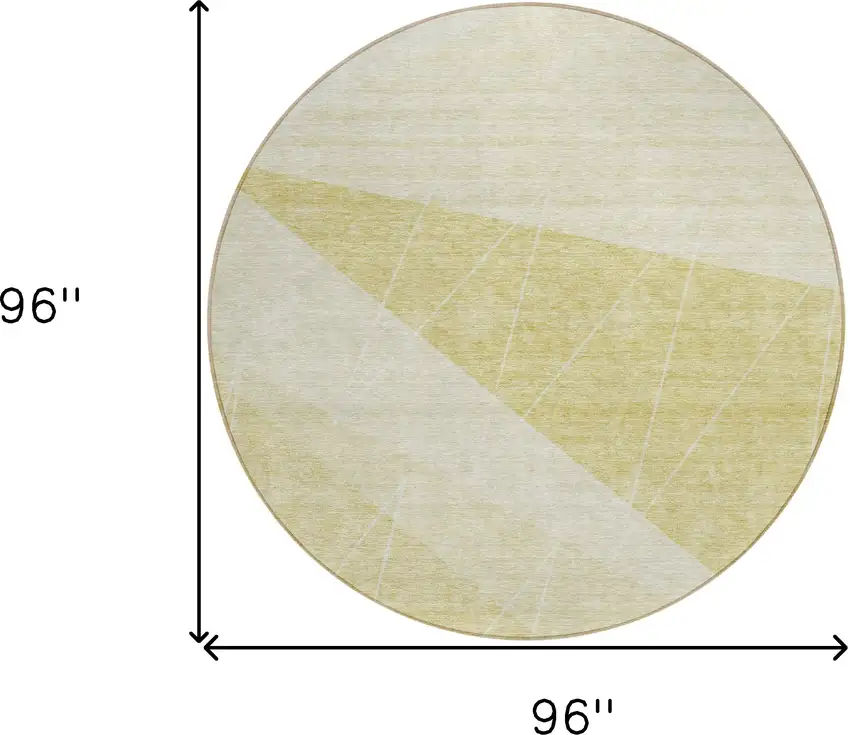 8' Wheat Gold And Ivory Round Geometric Washable Indoor Outdoor Area Rug Photo 8