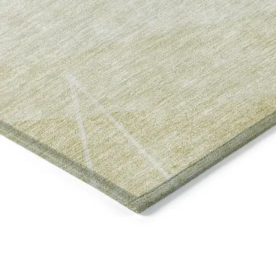 8' Wheat Gold And Ivory Round Geometric Washable Indoor Outdoor Area Rug Photo 3