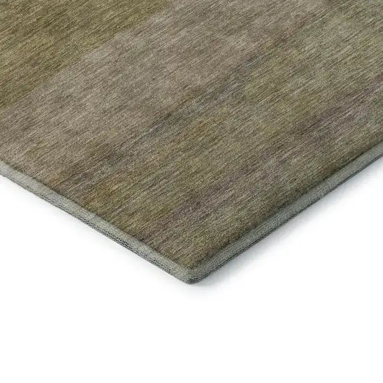 8' Wheat Gold And Linen Striped Washable Round Rug With UV Protection Photo 5