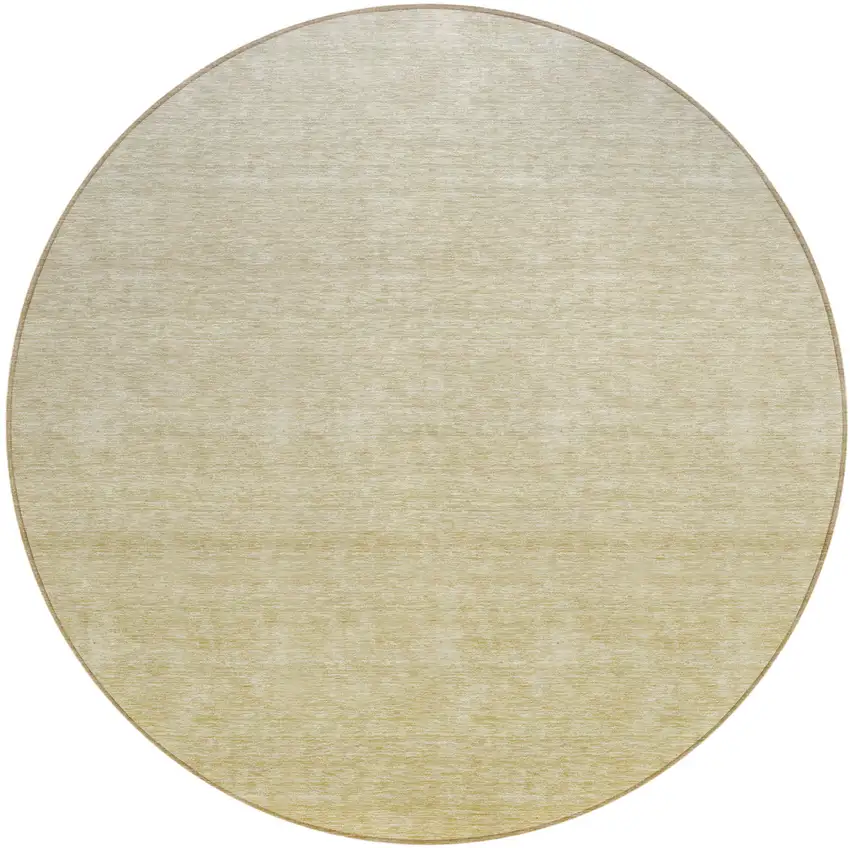 8' Wheat Gold And Tan Round Ombre Washable Indoor Outdoor Area Rug Photo 2