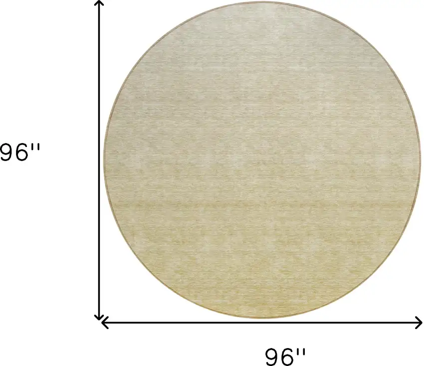 8' Wheat Gold And Tan Round Ombre Washable Indoor Outdoor Area Rug Photo 3