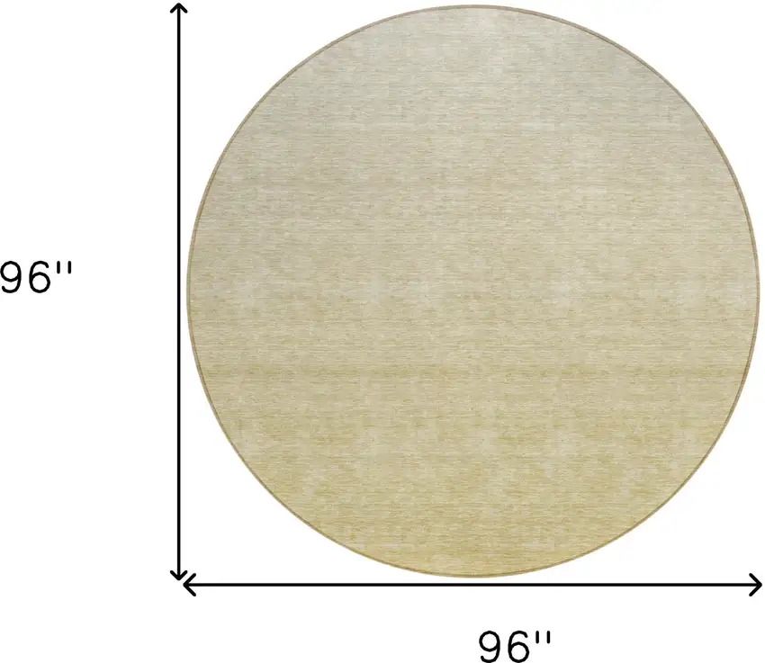 8' Wheat Gold And Tan Round Ombre Washable Indoor Outdoor Area Rug Photo 3