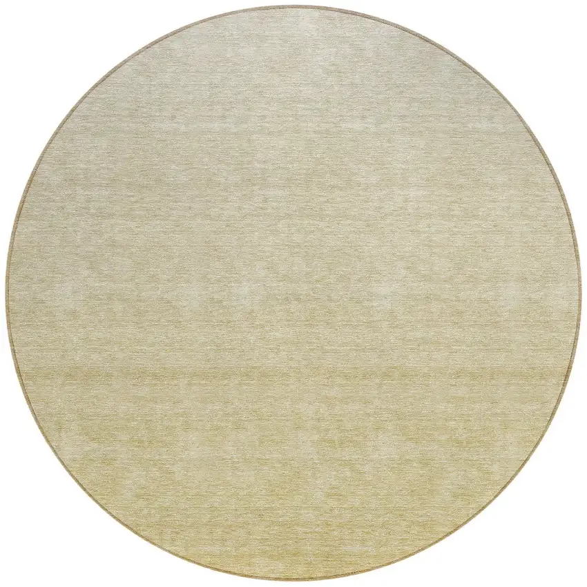 8' Wheat Gold And Tan Round Ombre Washable Indoor Outdoor Area Rug Photo 4