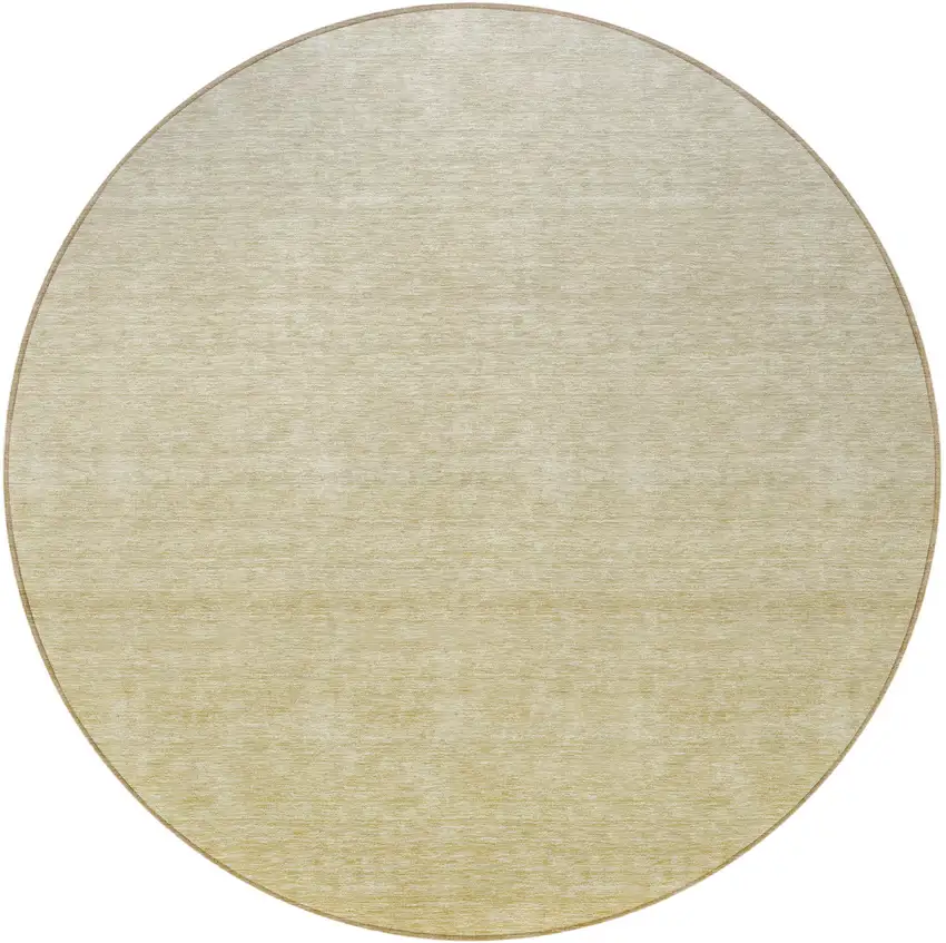 8' Wheat Gold And Tan Round Ombre Washable Indoor Outdoor Area Rug Photo 5