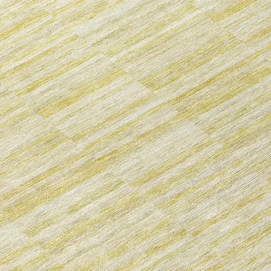 8' Wheat Gold And Tan Round Striped Washable Indoor Outdoor Area Rug Photo 8