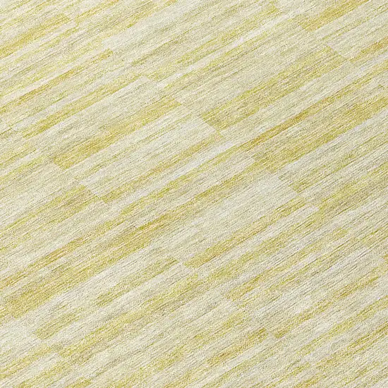 8' Wheat Gold And Tan Round Striped Washable Indoor Outdoor Area Rug Photo 8