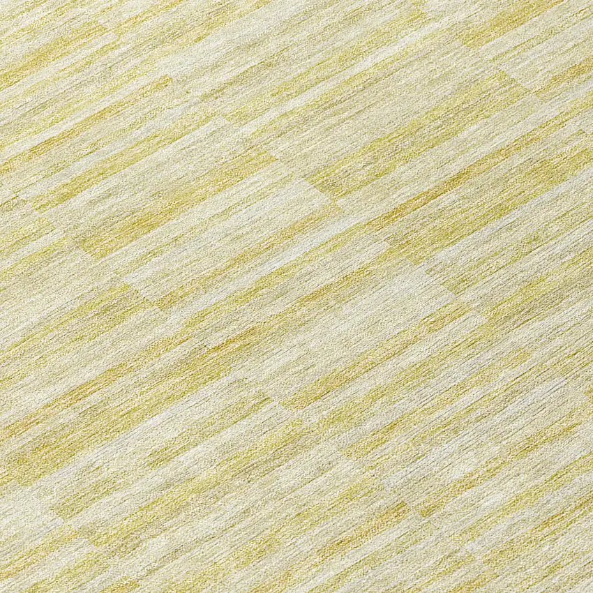 8' Wheat Gold And Tan Round Striped Washable Indoor Outdoor Area Rug Photo 8