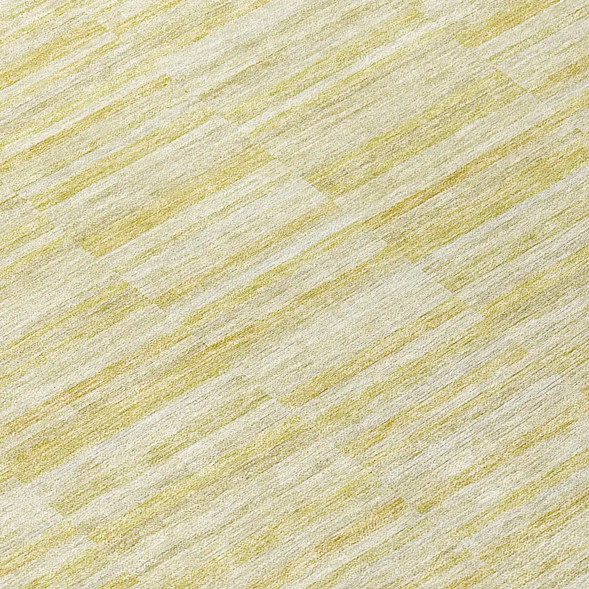 8' Wheat Gold And Tan Round Striped Washable Indoor Outdoor Area Rug Photo 8
