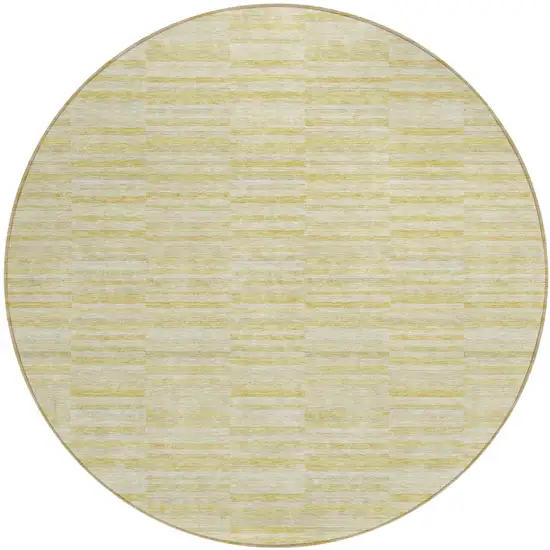 8' Wheat Gold And Tan Round Striped Washable Indoor Outdoor Area Rug Photo 2