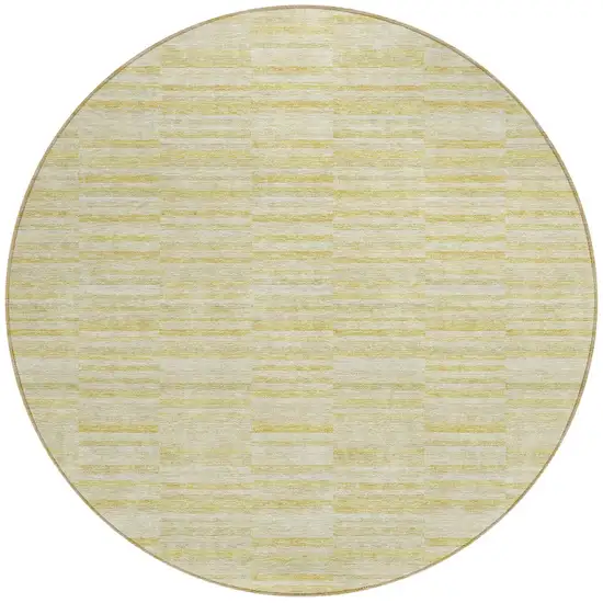 8' Wheat Gold And Tan Round Striped Washable Indoor Outdoor Area Rug Photo 5