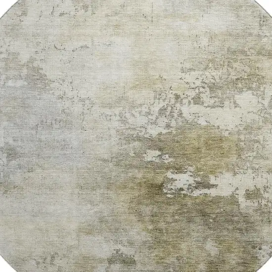 8' Wheat Ivory And Taupe Abstract Washable Round Rug With UV Protection Photo 2