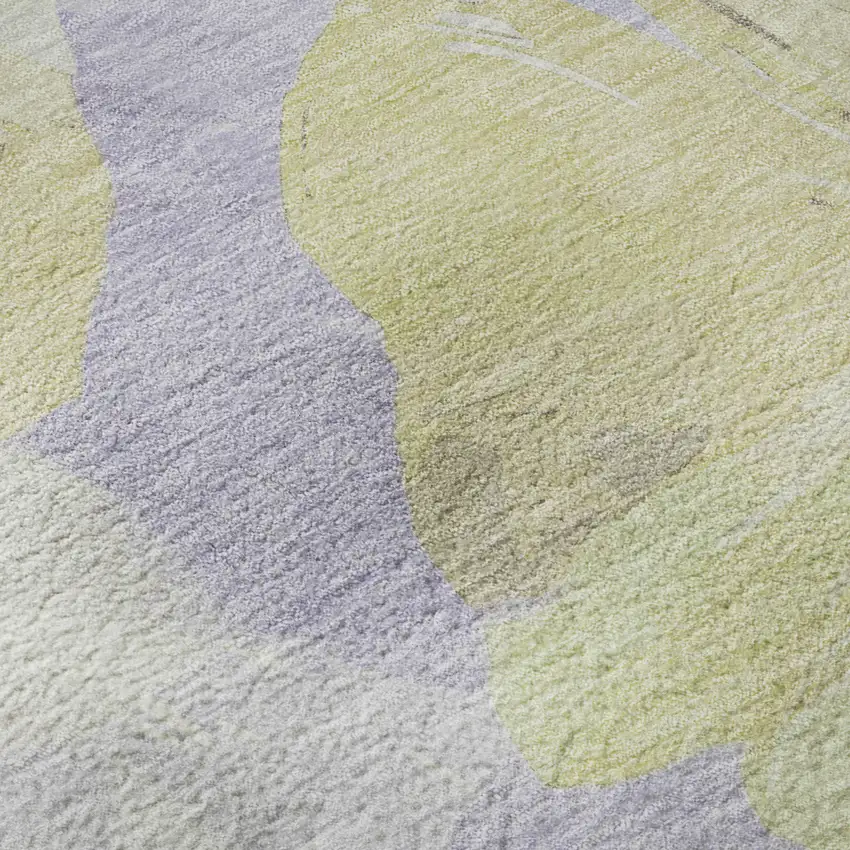 8' Wheat Lavender And Ivory Floral Washable Area Rug With UV Protection Photo 9