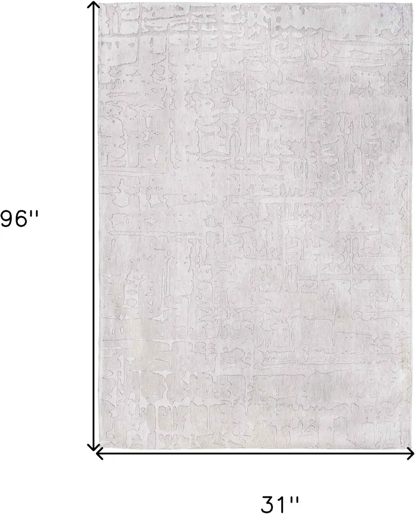 10' White Abstract Non Skid Area Rug Photo 3