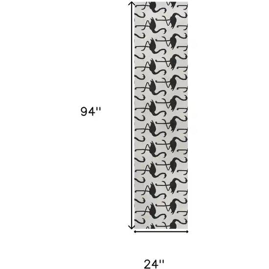 8' White And Black Animal Print Indoor Outdoor Runner Rug Photo 9