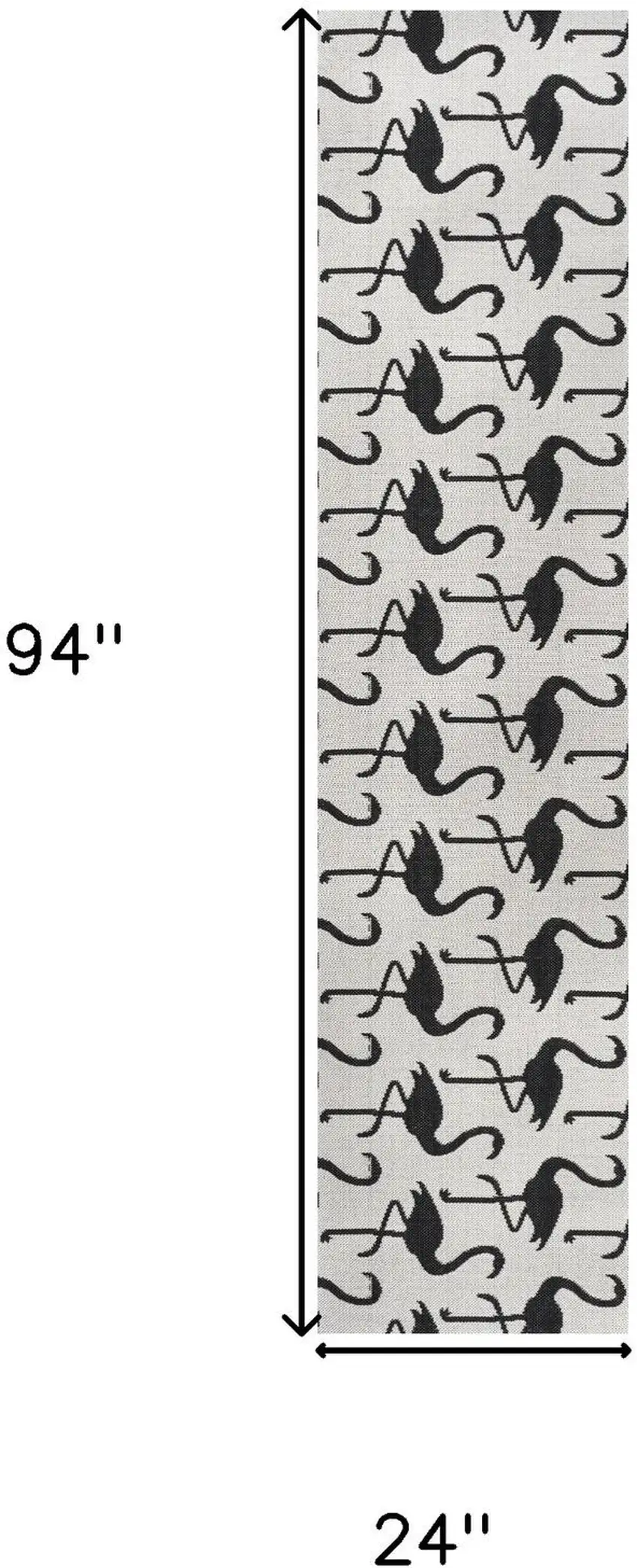 8' White And Black Animal Print Indoor Outdoor Runner Rug Photo 9