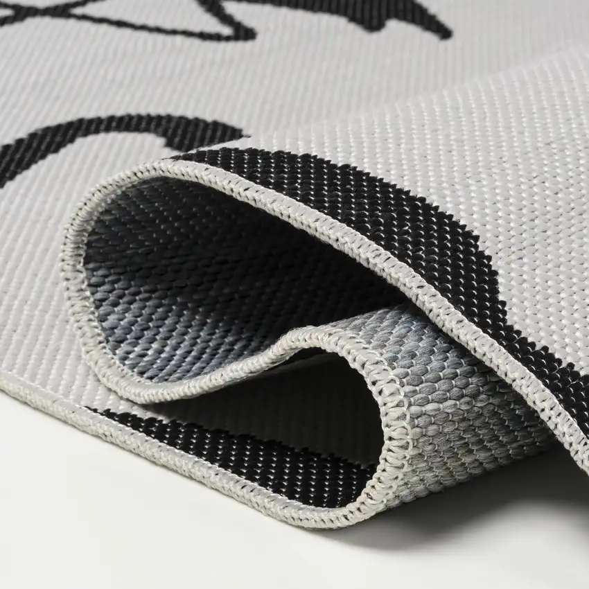 8' White And Black Animal Print Indoor Outdoor Runner Rug Photo 8