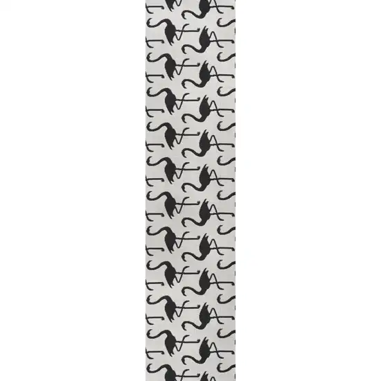 8' White And Black Animal Print Indoor Outdoor Runner Rug Photo 3