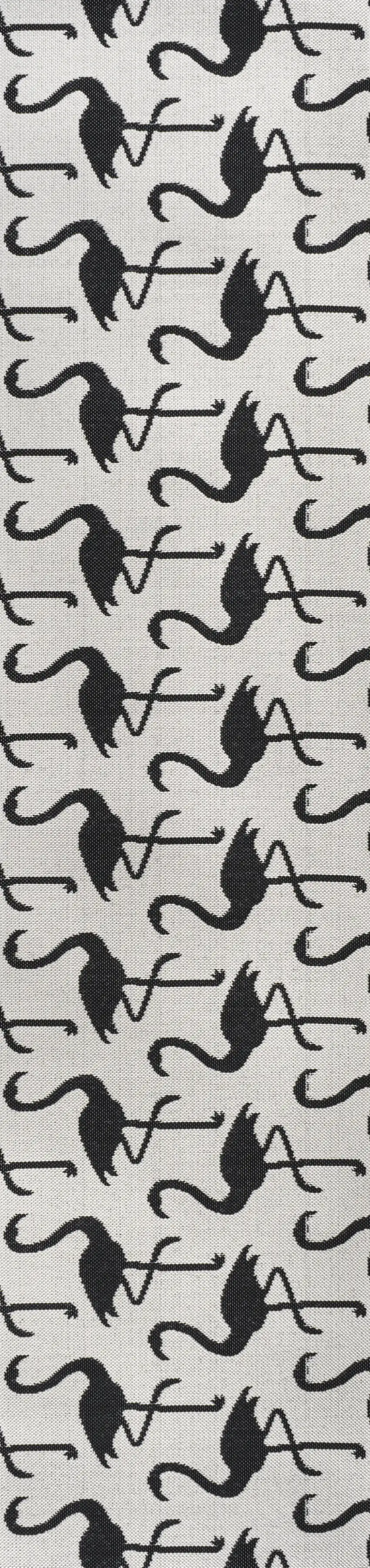 8' White And Black Animal Print Indoor Outdoor Runner Rug Photo 3