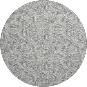 Photo of 8' White And Black Geometric Washable Round Rug With UV Protection