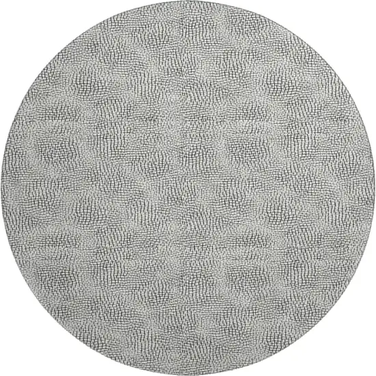 8' White And Black Geometric Washable Round Rug With UV Protection Photo 1