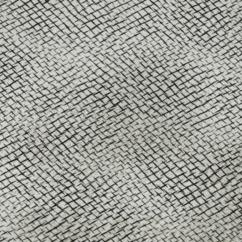 8' White And Black Geometric Washable Round Rug With UV Protection Photo 8