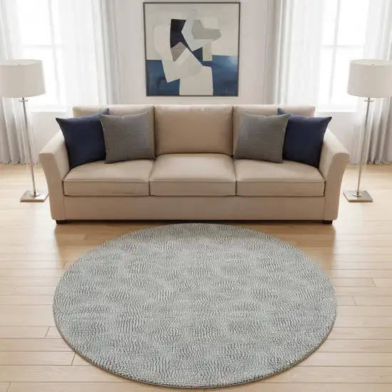 8' White And Black Geometric Washable Round Rug With UV Protection Photo 2