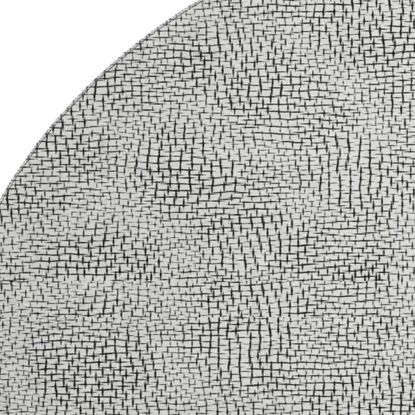 8' White And Black Geometric Washable Round Rug With UV Protection Photo 2