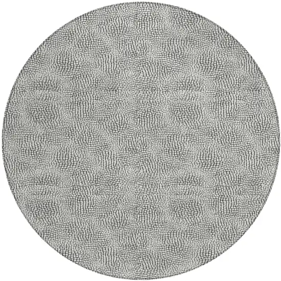 8' White And Black Round Geometric Washable Indoor Outdoor Area Rug Photo 2
