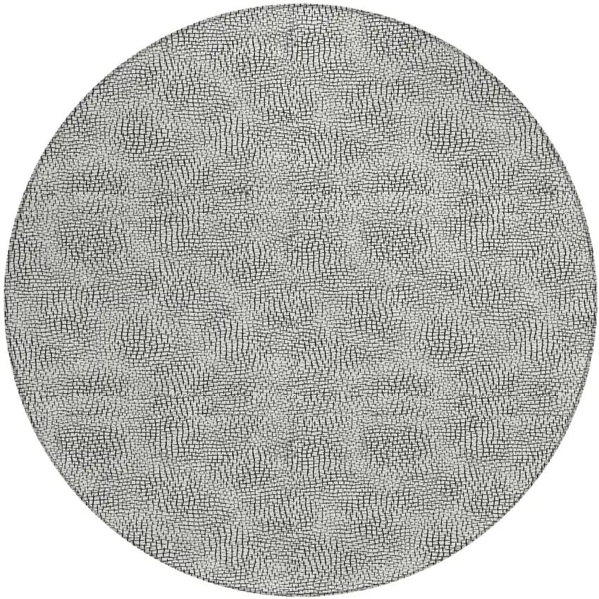 8' White And Black Round Geometric Washable Indoor Outdoor Area Rug Photo 2