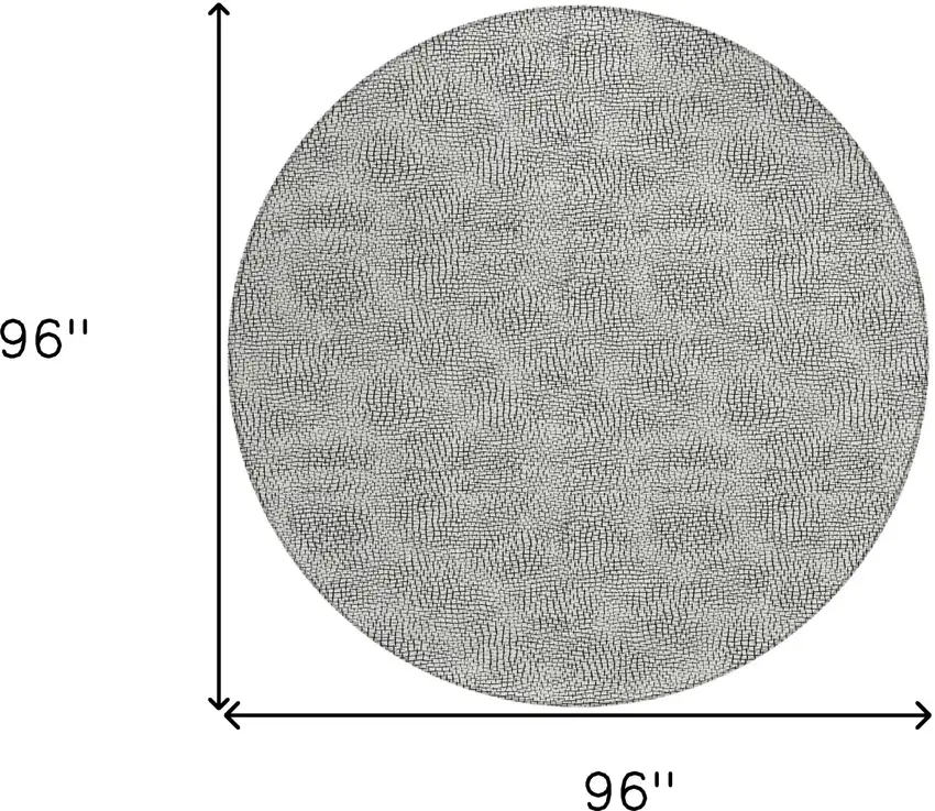 8' White And Black Round Geometric Washable Indoor Outdoor Area Rug Photo 9
