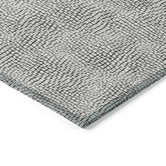 8' White And Black Round Geometric Washable Indoor Outdoor Area Rug Photo 4